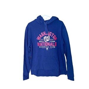 Fanatics Washington Nationals Pullover Spellout Hoodie Size XL Blue
